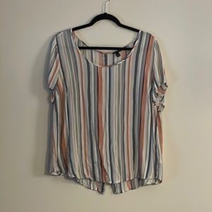 Torrid Multicolor Striped Gauze Button Back Short sleeve